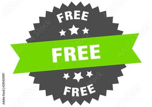 free sign. free green-black circular band label