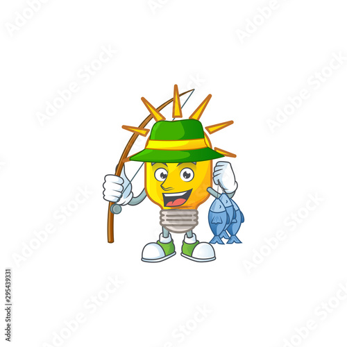 Fishing lamp yellow with cartoon character shape.
