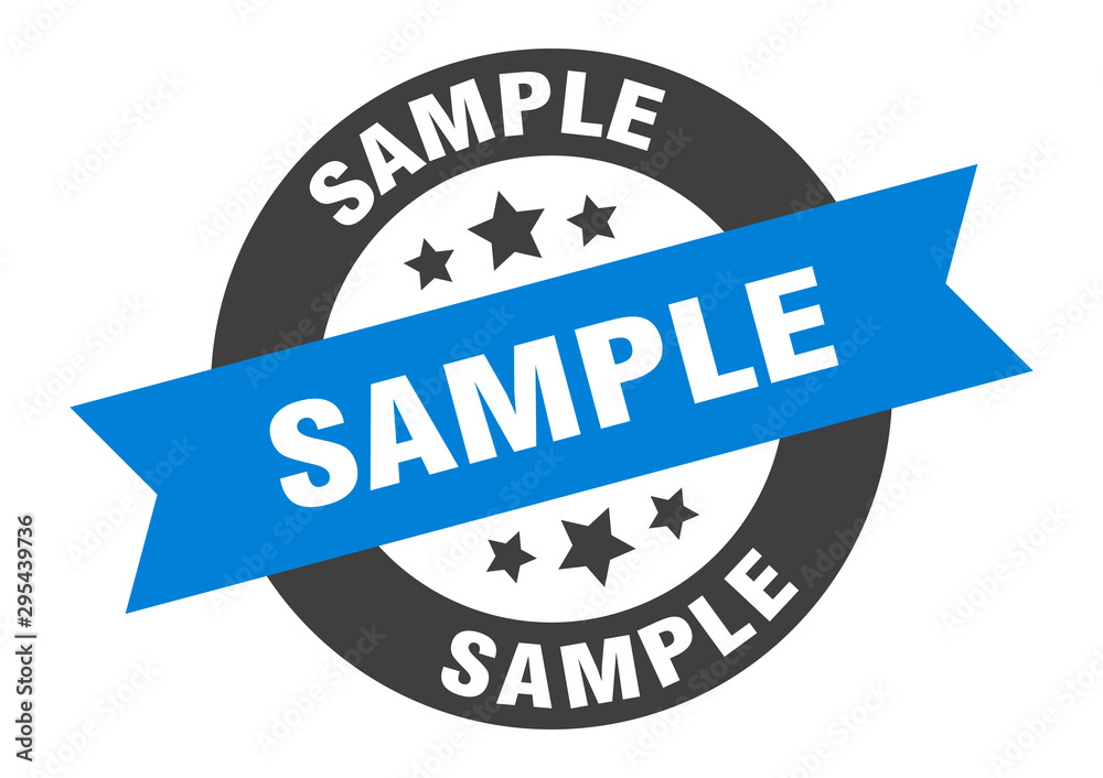 Fototapeta premium sample sign. sample blue-black round ribbon sticker