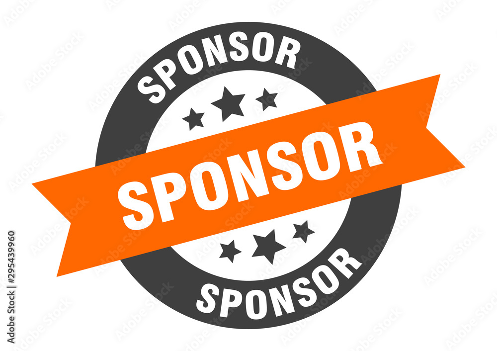 Fototapeta premium sponsor sign. sponsor orange-black round ribbon sticker