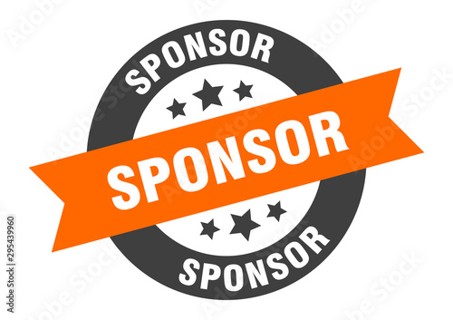 sponsor sign. sponsor orange-black round ribbon sticker