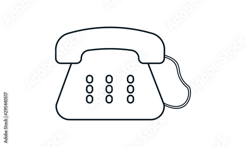 Landline telephone icon for communication and vintage concepts
