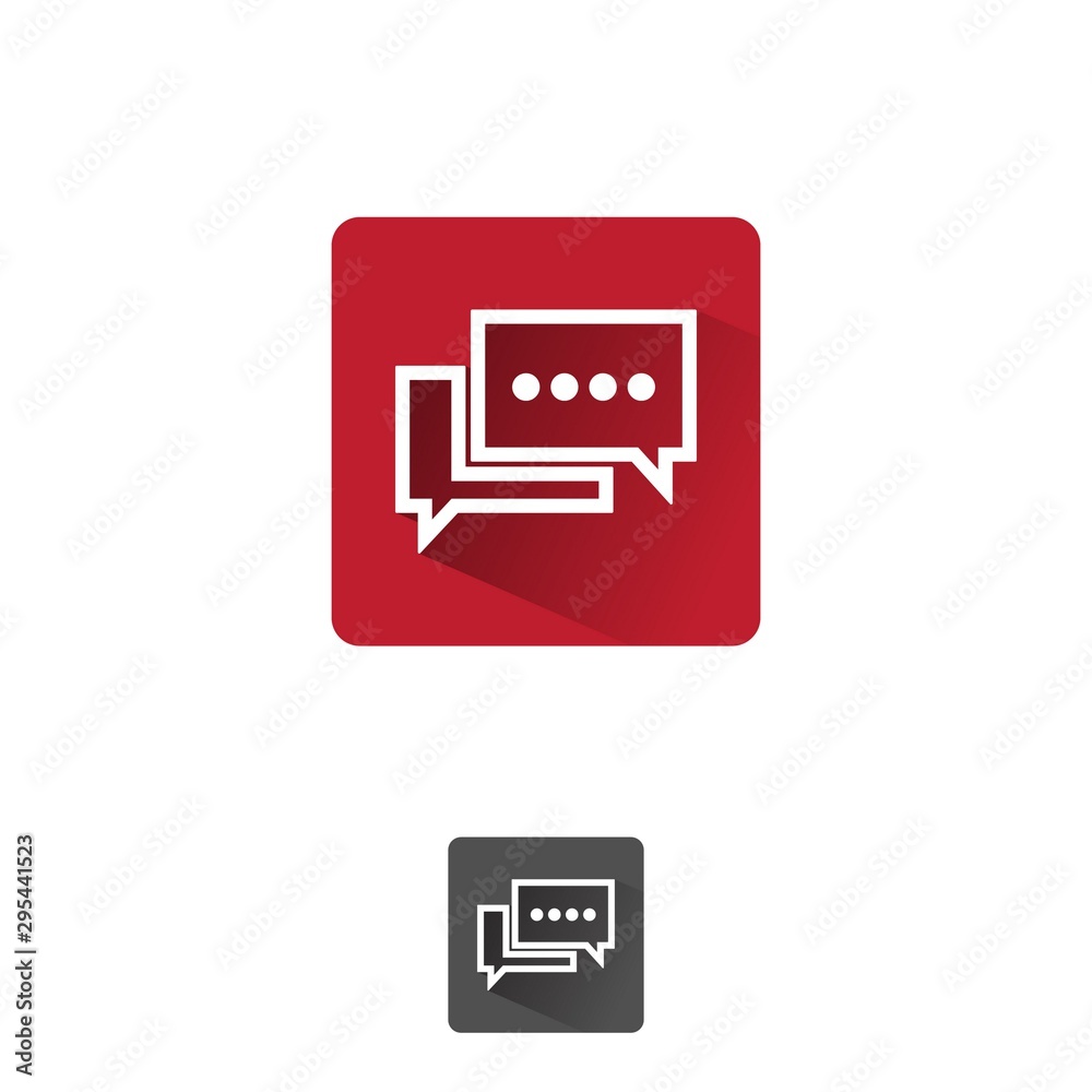 Creative, Bubble chat icon vector isolated on red square background Creative, Bubble chat icon vector isolated on red square background