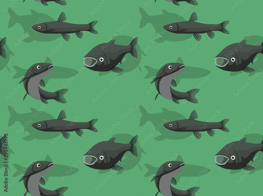 Invasive Species Grass Carp Black Vector Seamless Background Wallpaper Invasive Species Grass Carp Black Vector Seamless Background Wallpaper