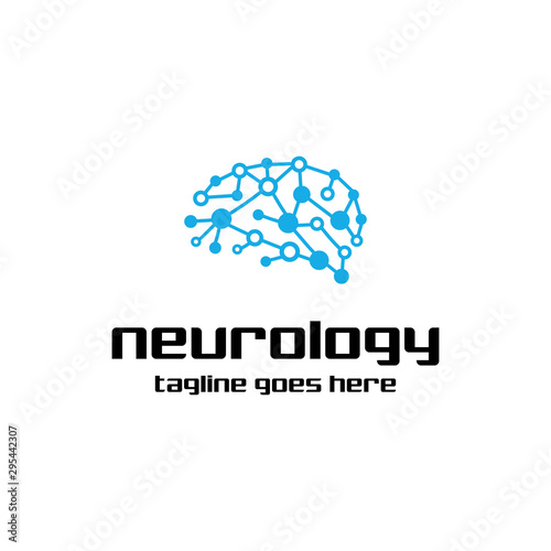 brain neurology dots connection smart think medical health science logo icon vector template