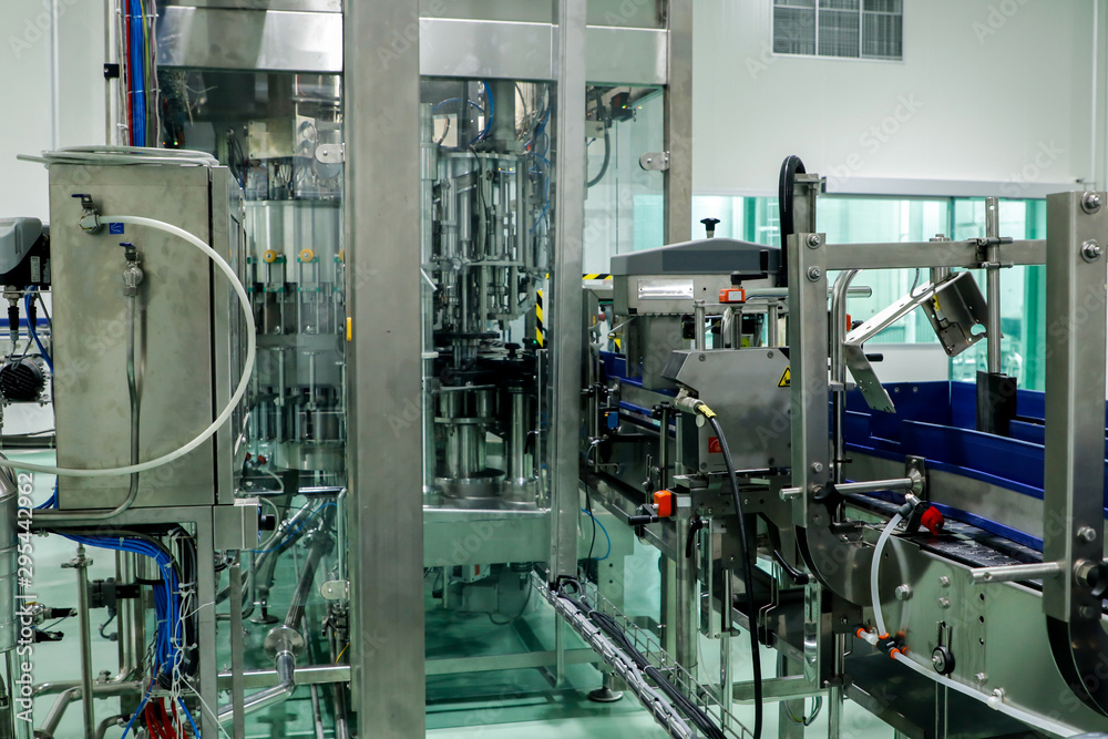 Close up Beverage filling machine Close up Beverage filling machine