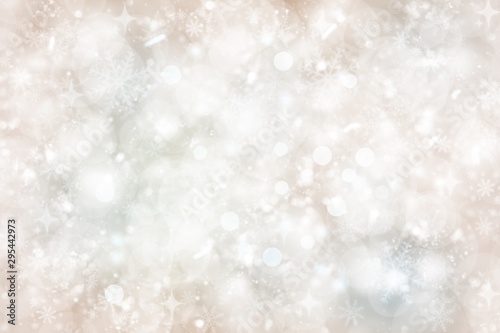 Gray white blur abstract background. white bokeh light Christmas new year blurred beautiful shiny lights and snowflake use wallpaper backdrop and your product.