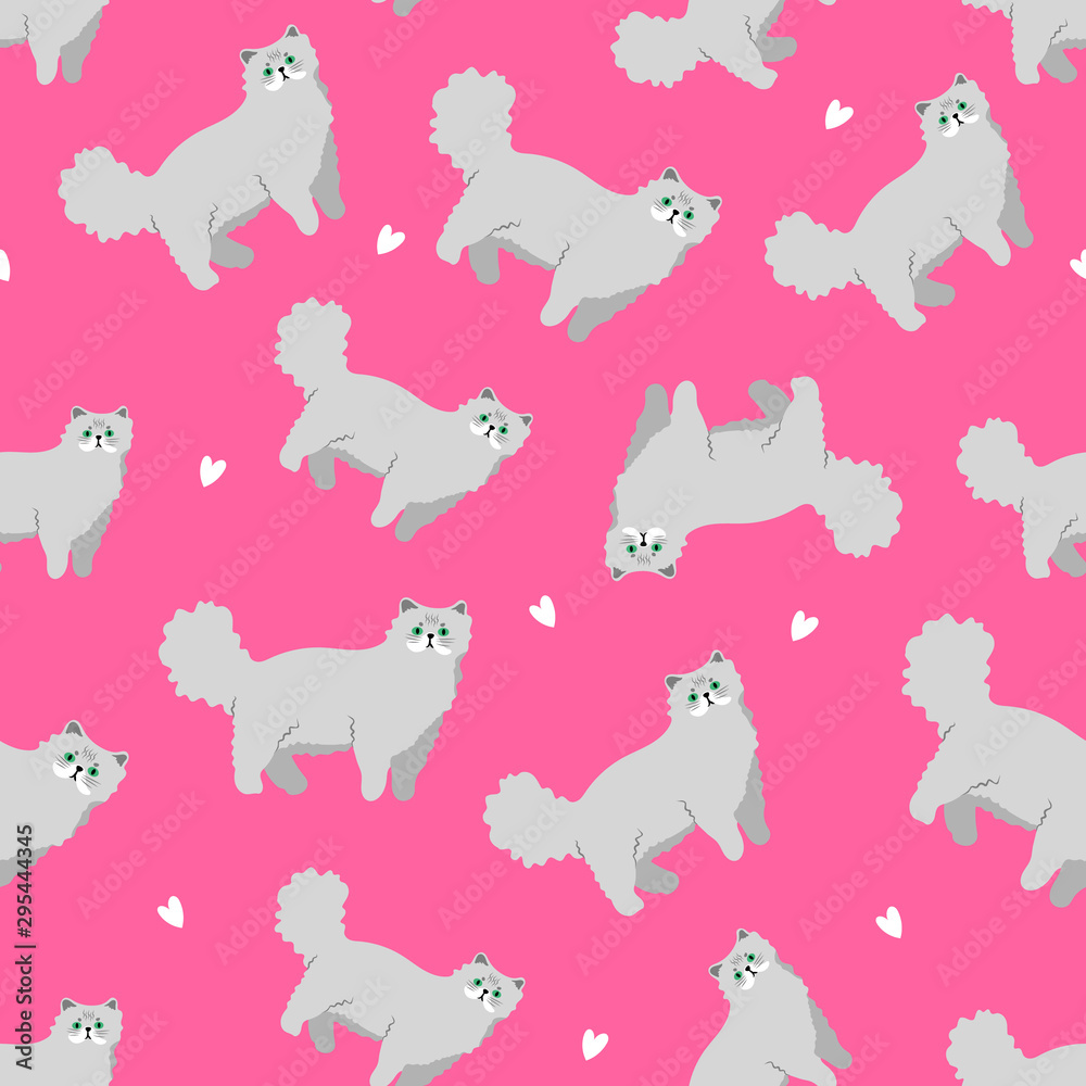 Seamless pattern and icon of persian breed cat for different design.
