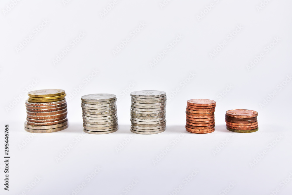 Thai baht Coins on white background concept Money finance business currency coin isolated investment Thai baht Coins on white background concept Money finance business currency coin isolated investment
