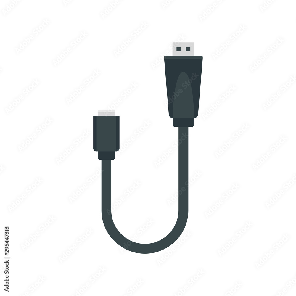 Camera usb cable icon. Flat illustration of camera usb cable vector icon for web design
