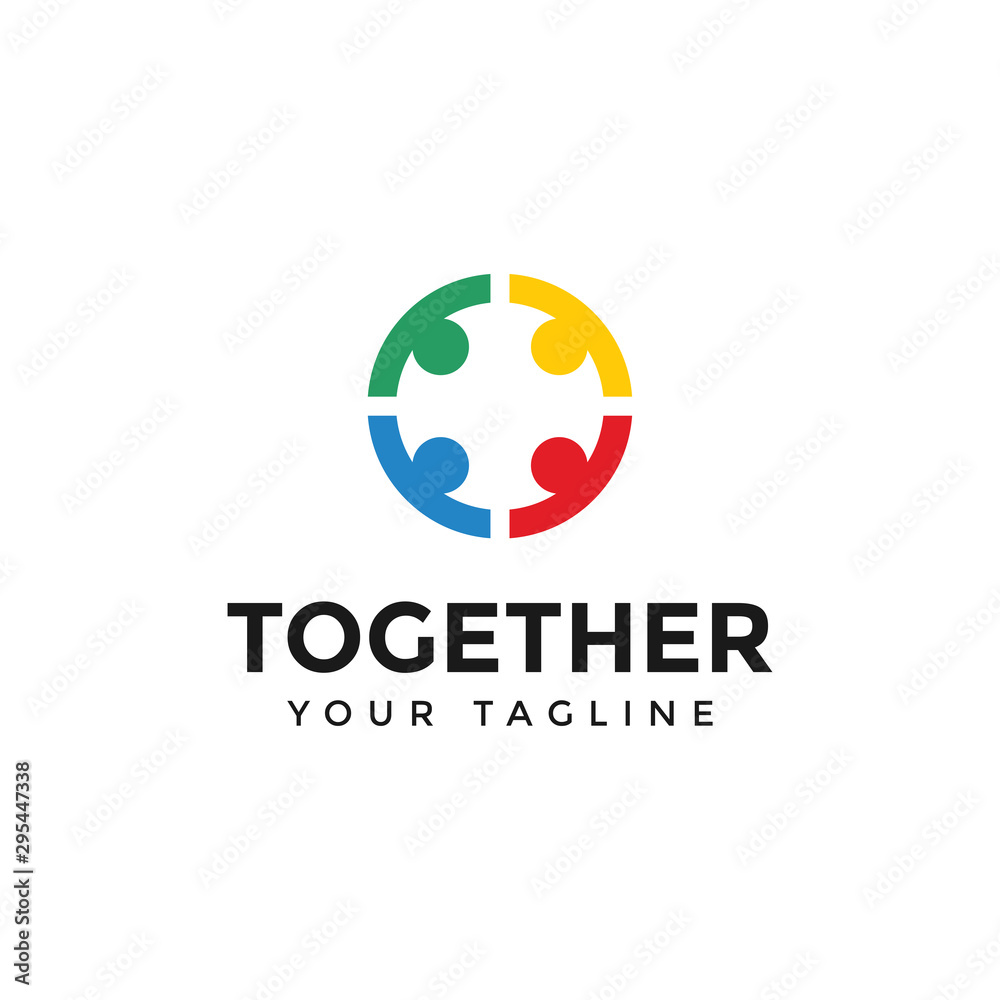 Circle People Together Unity Logo Design Template Illustration