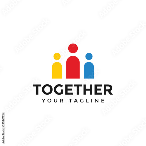 Family People Together Logo Design Template Illustration