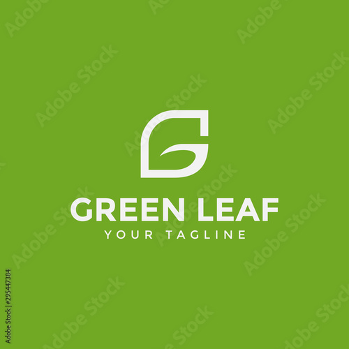 Initial of Letter G Leaf Logo Design Template Illustration