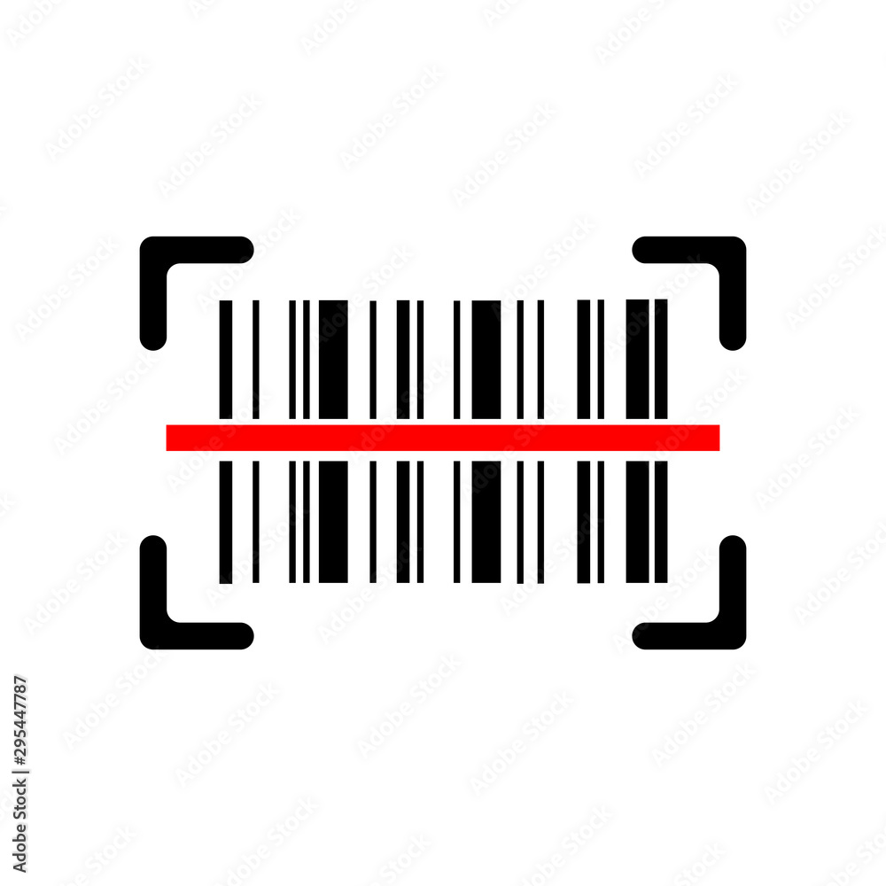 scanning bar code icon flat design