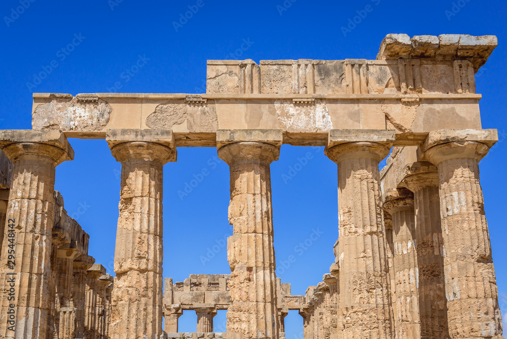 Ruins of Temple of Hera (Temple E) in Selinunte, ancient Greek city on Sicily island, Italy