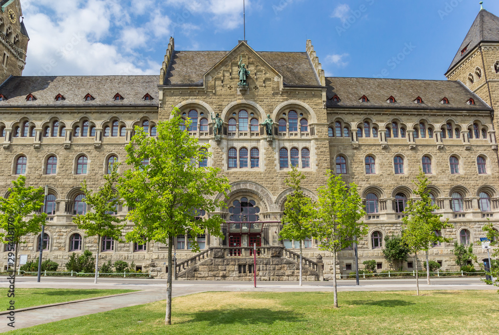 Fototapeta premium Front facade of the Oberlandesgericht building in Koblenz, Germany