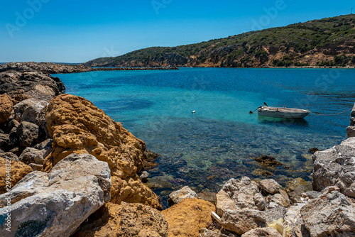 Fototapeta Naklejka Na Ścianę i Meble -  Rocky coastline of Kos Greece Limnionas