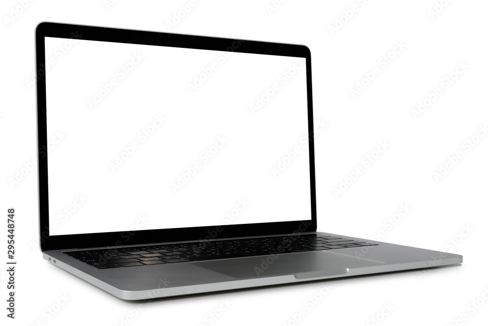 Fototapeta premium Blank screen Laptop Computer isolated on white background with clipping path.