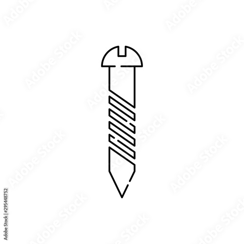 Icono plano lineal tornillo cabeza redonda en color negro