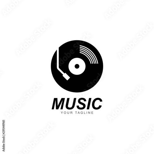 Vinyl disk record music logo vector icon illustration design 