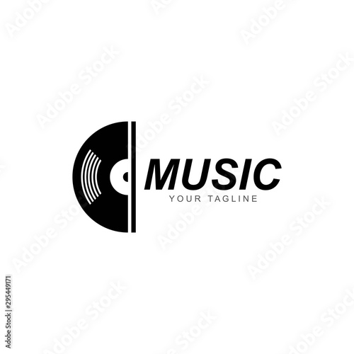 Vinyl disk record music logo vector icon illustration design 