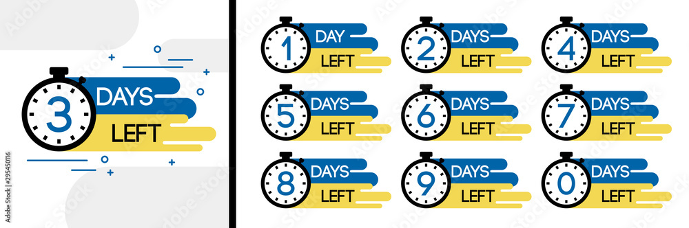 Number days left countdown vector illustration template