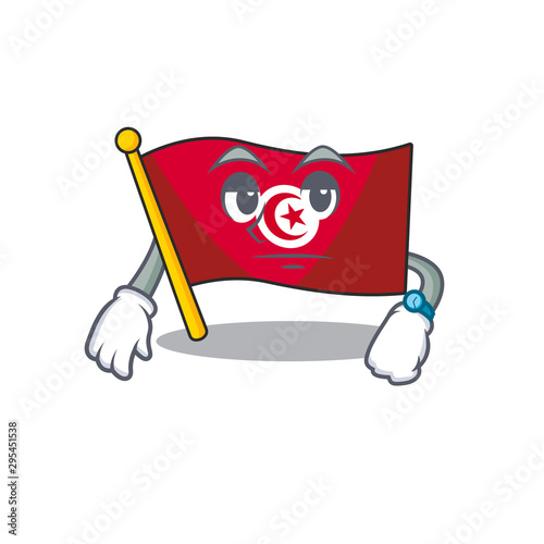 Waiting flag tunisia character isolated with cartoon photo