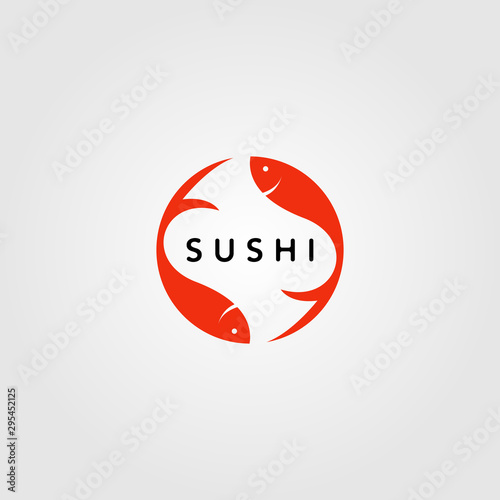 sushi japan fish food logo design vector illustration design