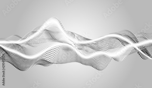 EPS10. Wave of particles. Abstract background with a dynamic wave on a light background. Big data. Vector illustration