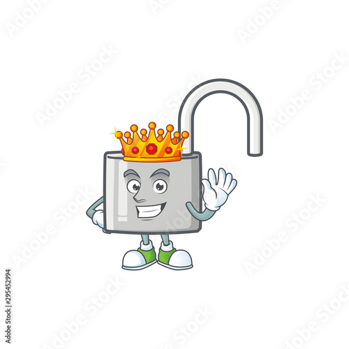 King silver unlock key on white background.