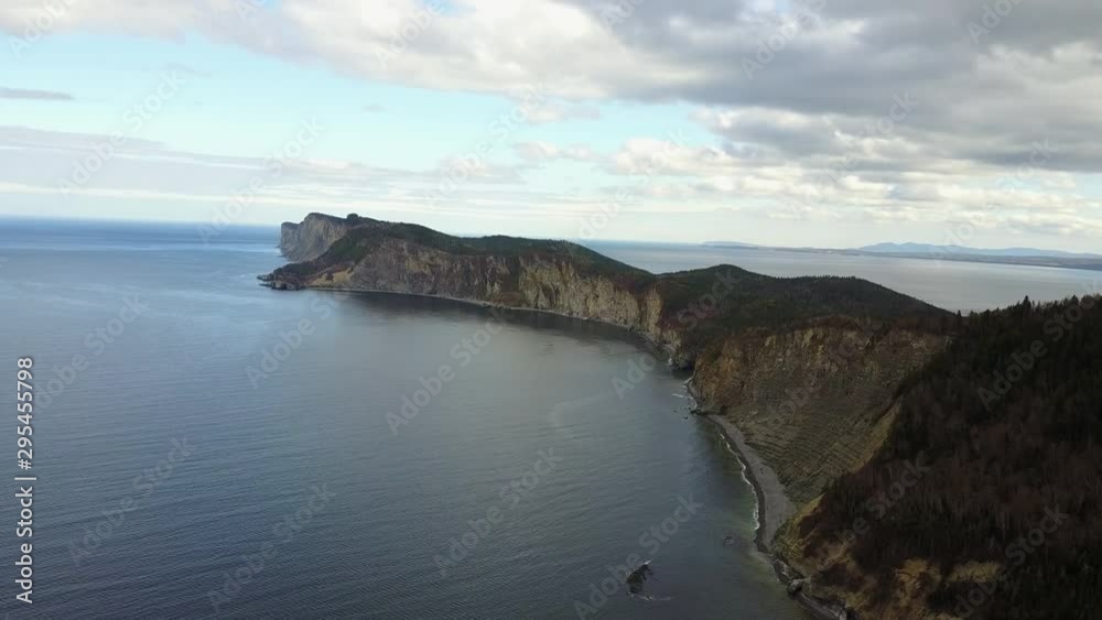 Aerial shot of the gaspe peninsula in Quebec Aerial shot of the gaspe peninsula in Quebec