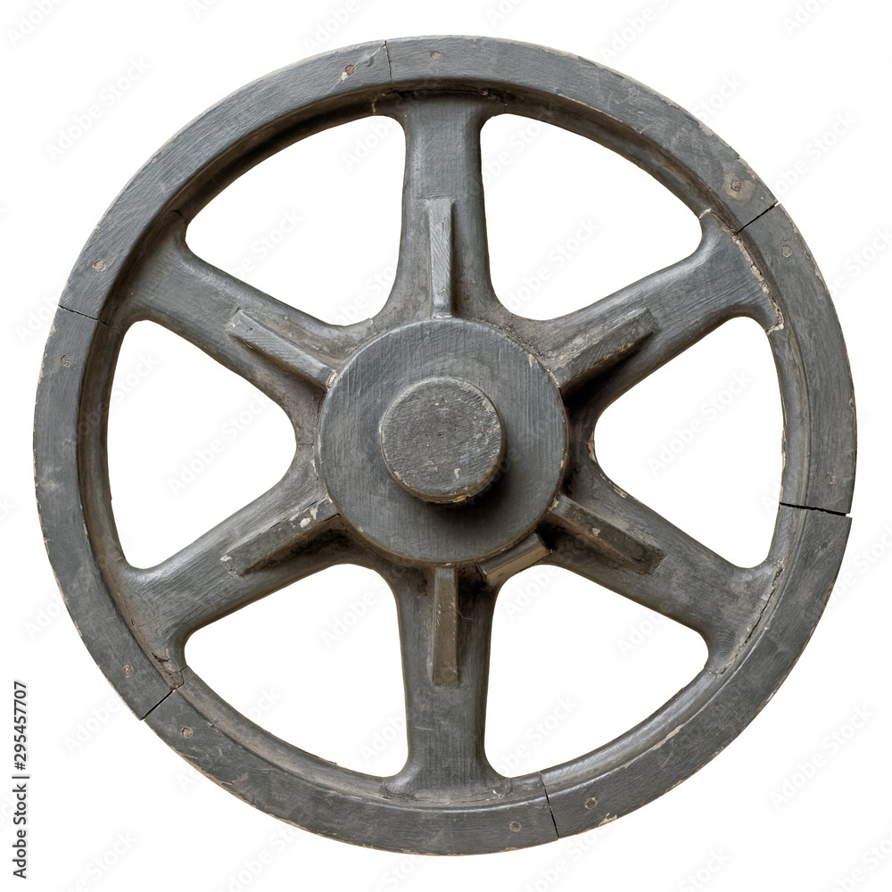 Old wooden wagon wheel