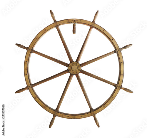 Ship rudder isolated on white.