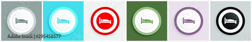 Hotel icon set, colorful flat design vector illustrations in 6 options for web design and mobile applications