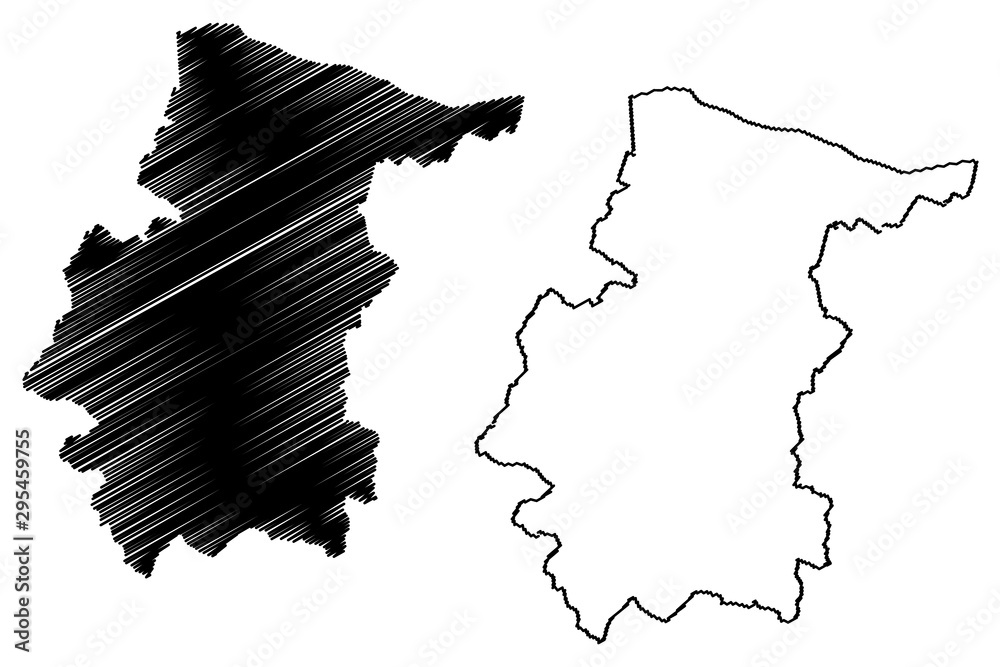 Vratsa Province (Republic of Bulgaria, Provinces of Bulgaria) map vector illustration, scribble sketch Vraca okrug map