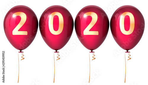 Happy New Year party balloons 2020 anniversary red golden