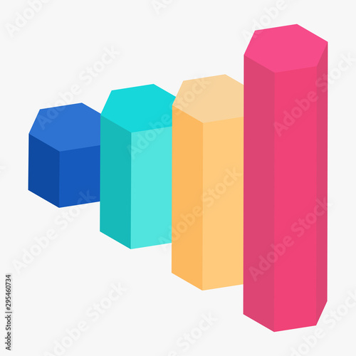 3D isometric of colorful bar graph element.