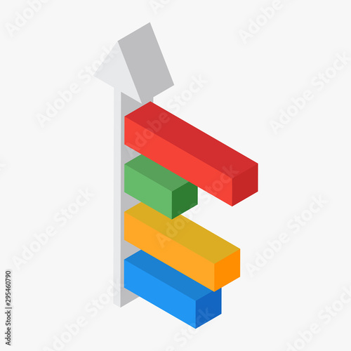 Colorful growing bar graph element in 3d style.