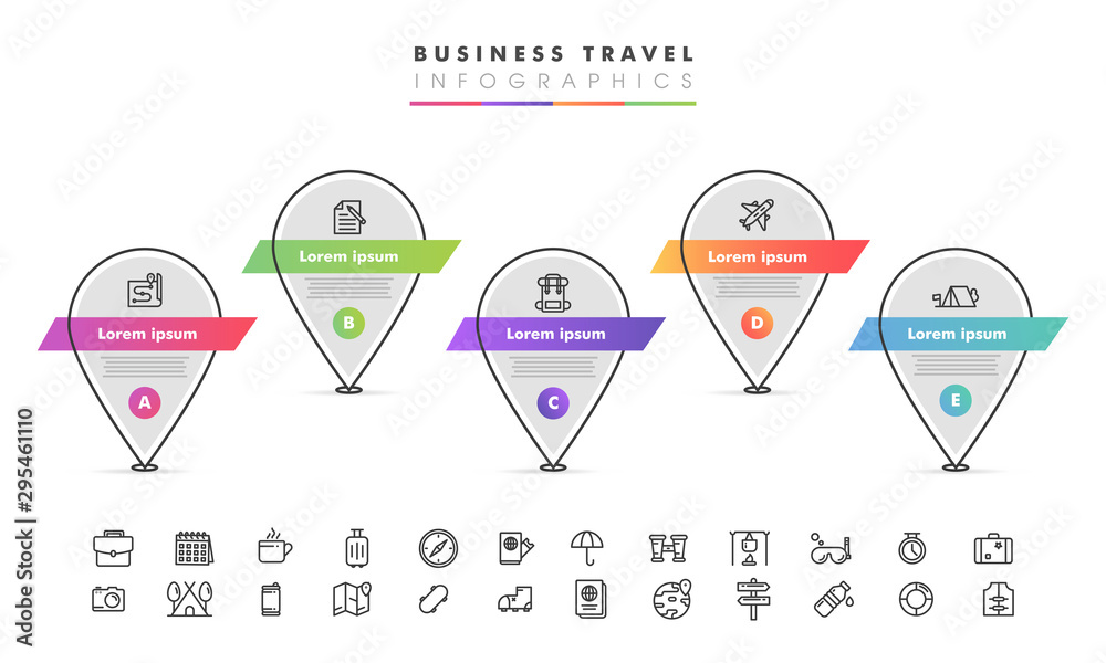 Business infographic for powerpoint with map location pin and and web ...