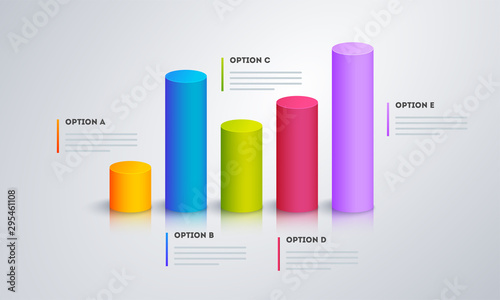 3D infographic graph with five step for Business or corporate sector.