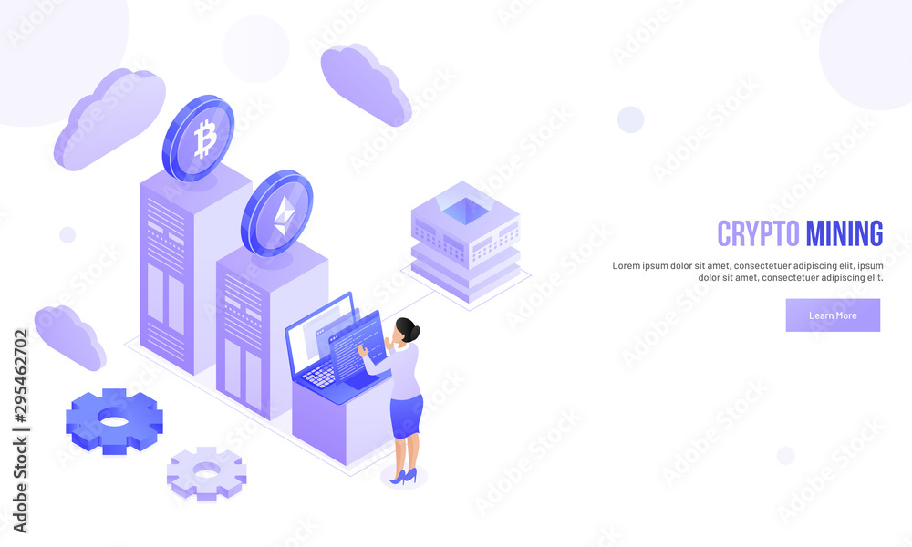Lady programmer or user working on laptop, big crypto servers connected with crypto mining servers on abstract background. Lady programmer or user working on laptop, big crypto servers connected with crypto mining servers on abstract background.