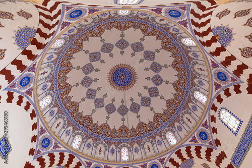 Decorated interior of the dome of the Banya Bashi Mosque in Sofia  Bulgaria 