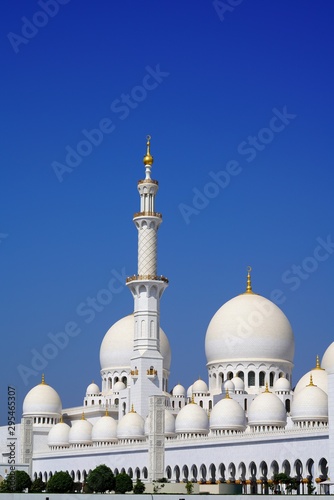 low angle view on minaret of sheikh zayed grand mosque