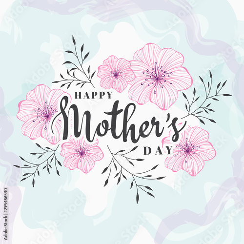Beautiful flowers decorated happy mother s day lettering on abstract background can be used as greeting card design.