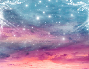 abstract angel spiritual mystic mystical magic magical religious background with stars and divine angelic light 