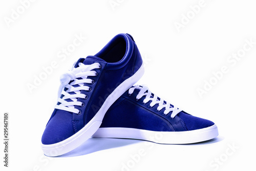 Sneakers blue isolated on white background.