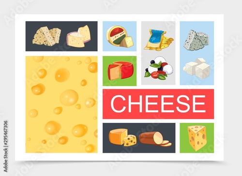 Cartoon Natural Cheese Composition