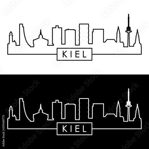 Kiel skyline. Linear style. Editable vector file.