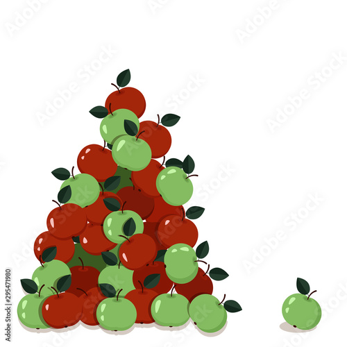 A lot of apples red and green. Vector graphics