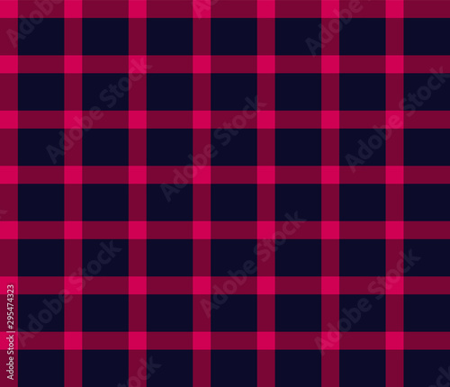 Dark blue and pink checkered seamless pattern. Navy blue and purple plaid texture. Gingham seamless background. Lumberjack backdrop for textile, shirt, tablecloth and other fashion products. Vector. 